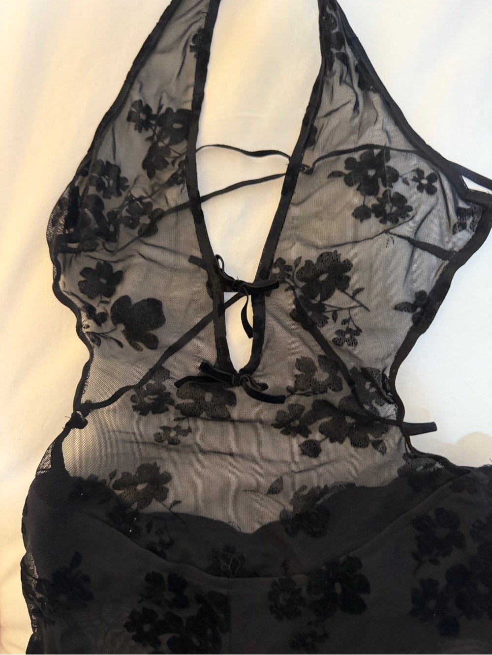 Fashion Nova Black Floral Sheer Mesh Jumpsuit with Keyhole - Picture 5 of 7